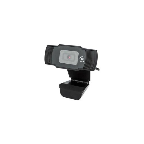 Manhattan USB Webcam, Two Megapixels (Clearance Pricing), 1080p Full HD, USB-A, Integrated Microphone, Adjustable Clip Base, 30 frame per second, Black, Three Year Warranty, Box Slike