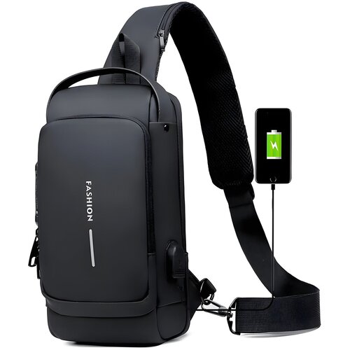  Torba preko ramena s USB punjenjem protiv krađe - Crna KP25259 Cene