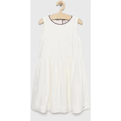 Tommy Hilfiger Dječja haljina boja: bijela, midi, širi se prema dolje