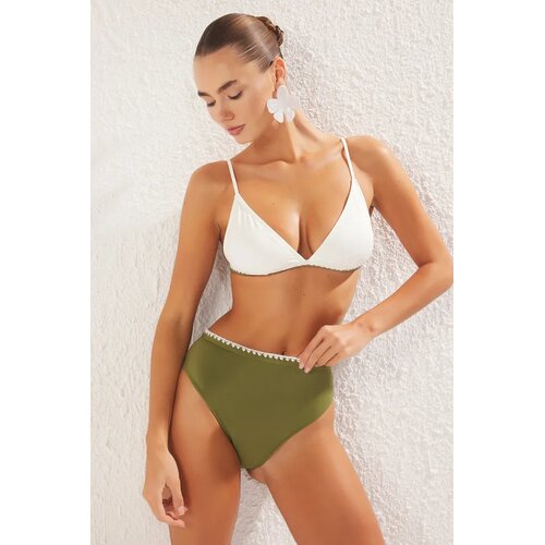 TRENDYOLMILLA Ženski kupaći kostim Tbess24Bt00127, Belo-kaki Slike