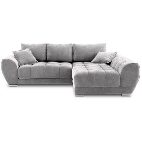 Windsor &amp;amp; Co Sofas svetlo siva svetlo siva kotna raztegljiva sedežna garnitura z žametnim oblazinjenjem Nuage, desni kot Slike
