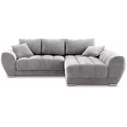 Windsor & Co Sofas svetlo siva svetlo siva kotna raztegljiva sedežna garnitura z žametnim oblazinjenjem Nuage, desni kot