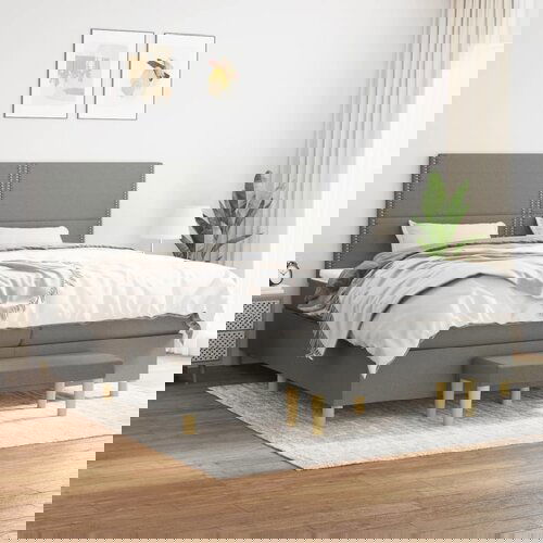The Living Store Box spring postelja z vzmetnico temno siva 200x200 cm blago - Box Spring Postelja, (21517819) Slike