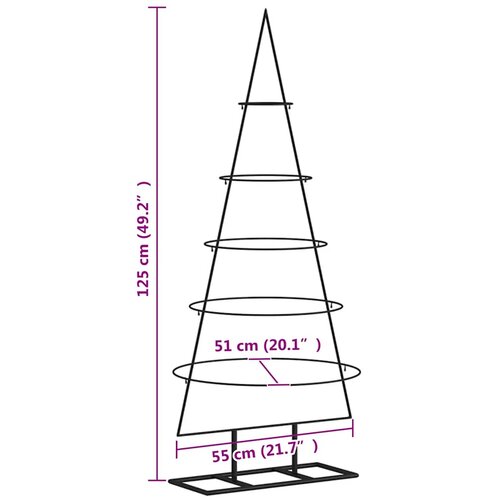  Metalna božićna jelka | 125 cm Čelik s pra&amp;scaron;kastim premazom Slike