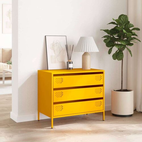 VidaXL Komoda gorčično rumena 68x39x58,5 cm hladno valjano jeklo Slike