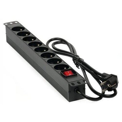 Masterlan 19&amp;quot; distribution panel 8x230V, black, 1,4m, aluminium Slike