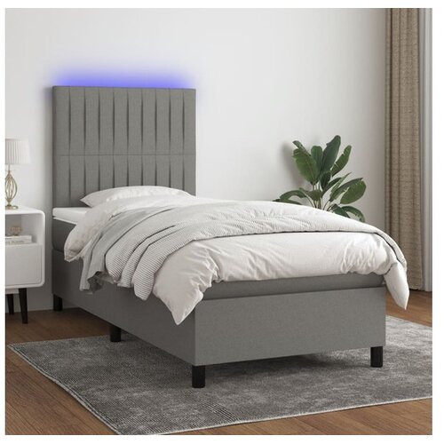  Krevet box spring s madracem LED tamnosivi 100x200 cm tkanina Cene
