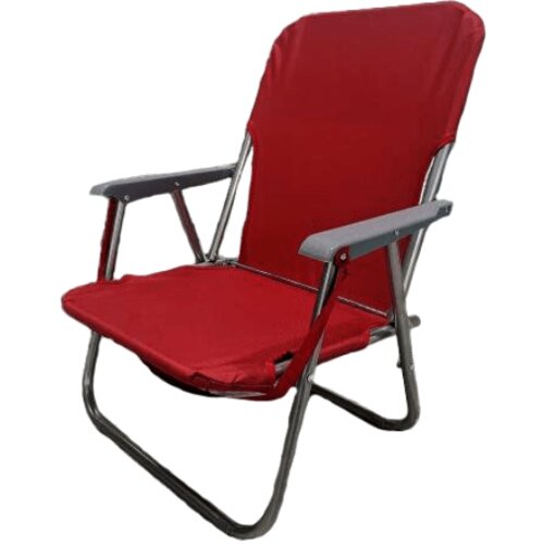 metalna sklopiva stolica sa naslonom crvena Slike