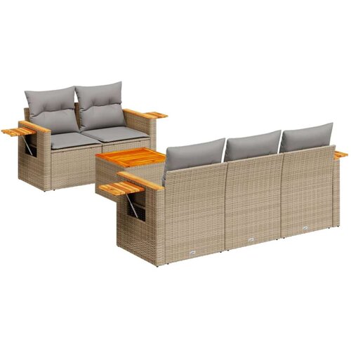 vidaXL 6-dijelni set vrtnih sofa s jastucima bež od poliratana Cijene