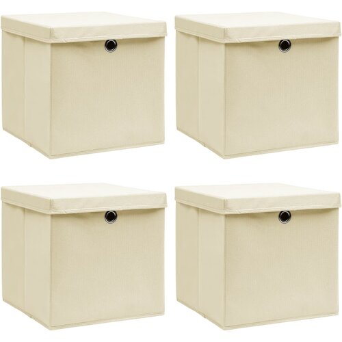  Kutije za pohranu s poklopcima 4 kom krem 32x32x32 cm tkanina Cijene