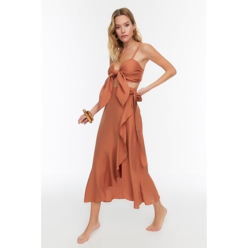 Trendyol Cinnamon Tie Detailed Bottom-Top Set Slike