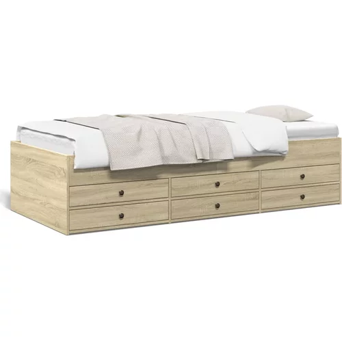 vidaXL Dnevna postelja s predali sonoma hrast 90x190 cm inženirski les