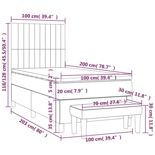 vidaXL krevet s oprugama i madracem krem 100 x 200 cm od tkanine Cijene