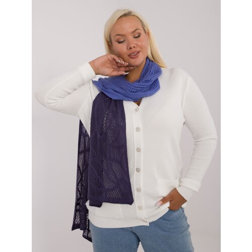 Fashion Hunters Blue and navy blue cotton long women's scarf with wool Slike