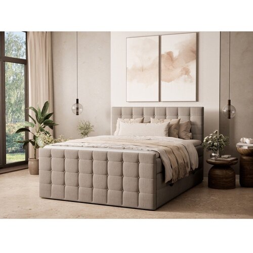 Maison de R&amp;ecirc;ve Bež boxspring postelja s prostorom za shranjevanje 160x200 cm Tasca &amp;ndash; Slike