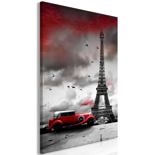  Slika - Red Car in Paris (1 Part) Vertical 40x60