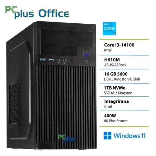 PCPLUS e-office i3 14100 16GB DDR5 1TB SSD Windows 11 Home namizni računalnik Cene