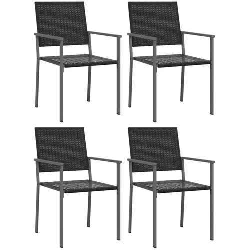  Vrtne stolice 4 kom crne 54 x 62,5 x 89 cm od poliratana Slike