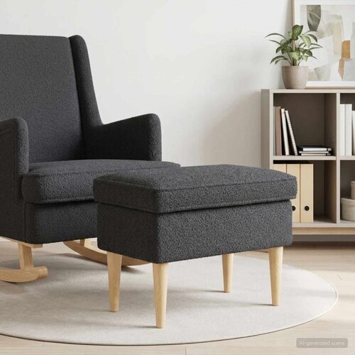  Stolica za noge Tamnosiva 55 x 35 x 41 cm Boucl&amp;eacute; - Tamnosiva Slike