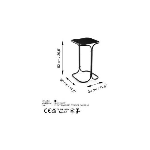 HANNAH HOME Club sto Shb 30x52x30cm Crni Slike