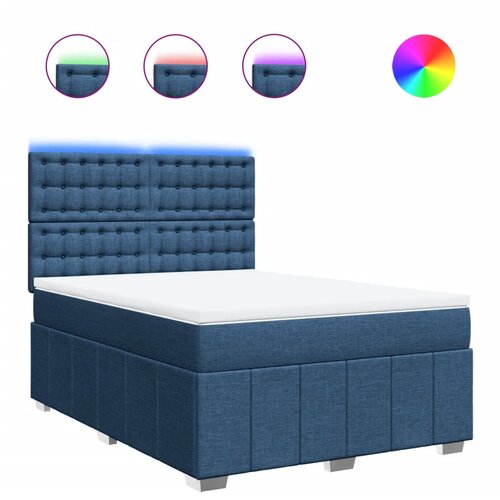 vidaXL Box spring postelja z vzmetnico modra 160x200 cm blago, (21308300) Cene