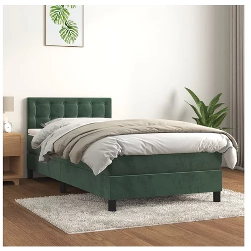 vidaXL Box spring postelja z vzmetnico temno zelena 80x200 c