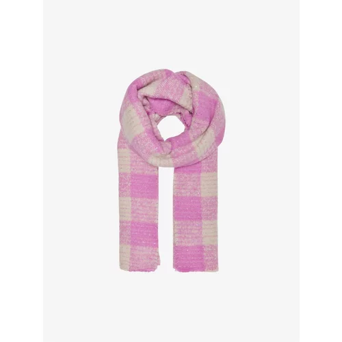 Only Cream-Pink Plaid Scarf Merle - Women