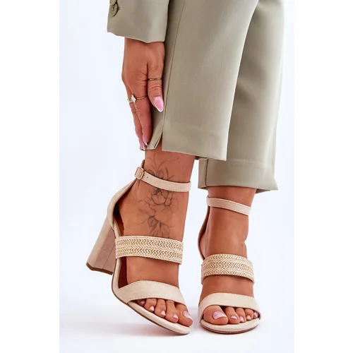 FE1 Suede Sandal With Braided Heel Strap Beige Roselia