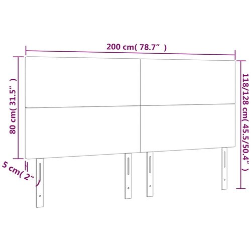  LED uzglavlje tamnoplavo 200x5x118/128 cm od tkanine Slike