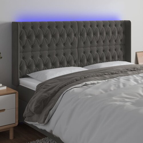 The Living Store led posteljno vzglavje temno sivo 183x16x118/128 cm žamet - led vzglavje, (21418920) Slike