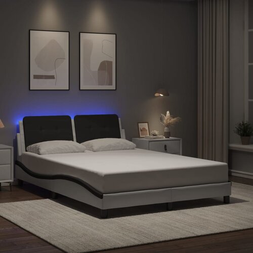Furnova Posteljni okvir z LED lučkami belo črn 140x200 cm umetno usnje, (21935608) Slike