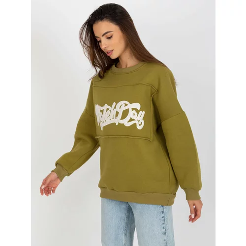 Fashion Hunters Oversized olive sweatshirt without a hood