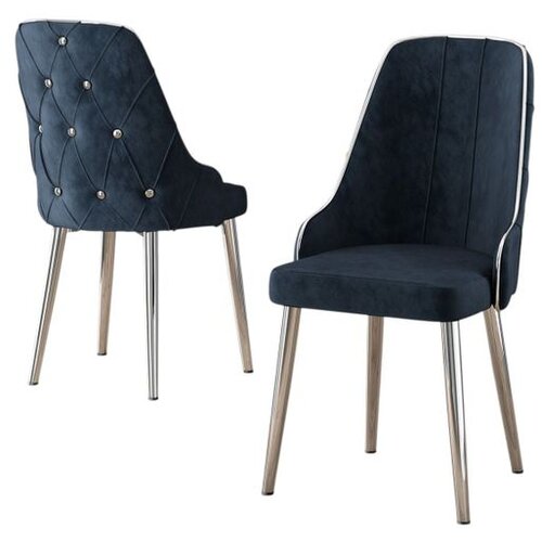 Hanah home set trpezarijskih stolica Krax 6 kom, antracit tkanina Babyface, hromirane metalne noge Cene
