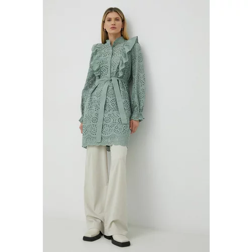 Bruuns Bazaar Pamučna haljina Sienna Kandra boja: zelena, mini, ravna