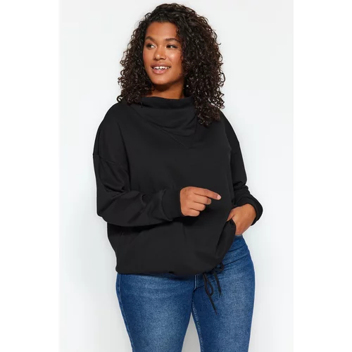 Trendyol Curve Black Collar Detailed Thick Oversized Knitted Sweatshirt