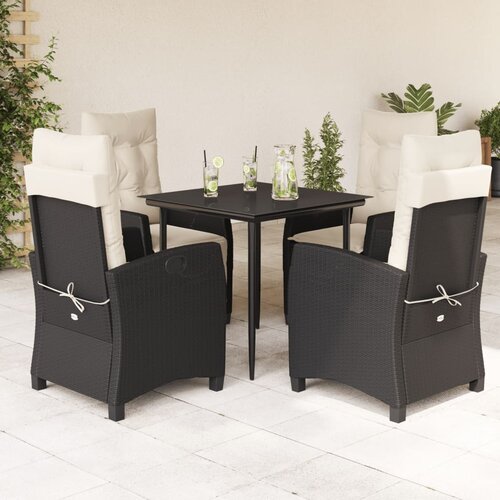  5-dijelni vrtni blagovaonski set s jastucima od poliratana crni Crna Dužina stola 80 cm Cene