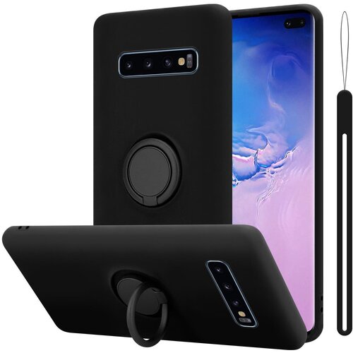 Cadorabo Ohi&amp;scaron;je, združljiv s Samsungom v tekoči črni barvi - za&amp;scaron;čitni pokrov iz fleksibilnega silikona TPU z obročem, (20589812) Slike