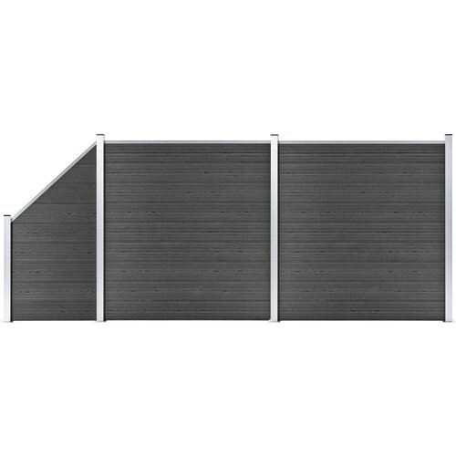 VidaXL Set panela za ogradu WPC 446 x (105 - 186) cm crni Slike