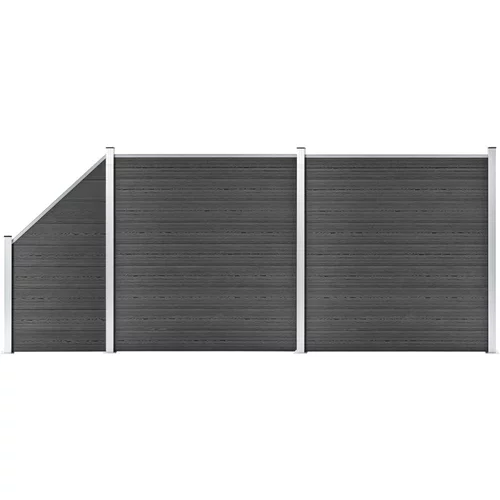 vidaXL Set panela za ogradu WPC 446 x (105 - 186) cm crni