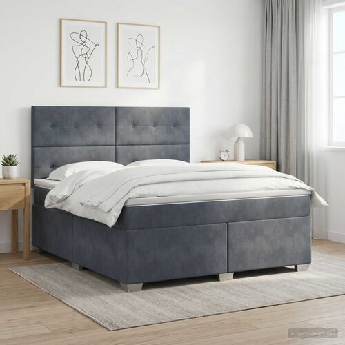  Boxspring krevet s madracem Tamnosiva 140 x 190 cm Baršun Cene