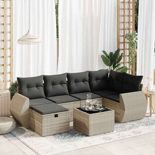 vidaXL 7-dijelni set vrtnih sofa svjetlosivi od poliratana Cijene