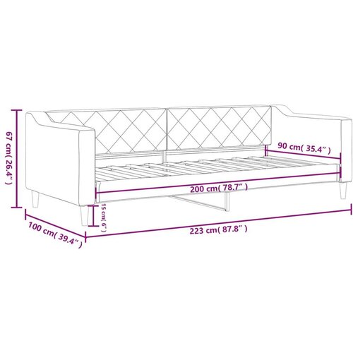  Dnevni krevet smeđesivi 90 x 200 cm od tkanine Slike