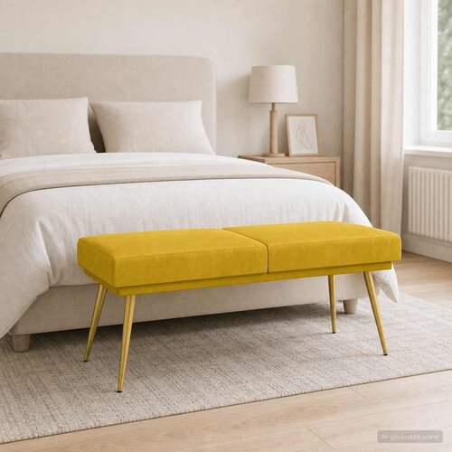  Klupa s dvostrukim slojem Žuta 120 x 45 x 46 cm Bar&amp;scaron;un Slike