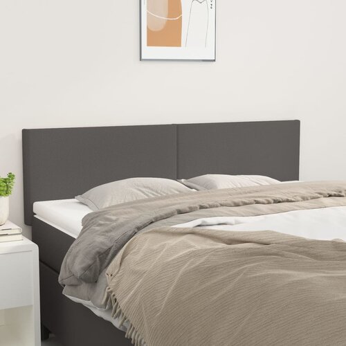 The Living Store Posteljno vzglavje 2 kosa sivo 72x5x78/88 cm umetno usnje - Vzglavje, (21659340) Slike
