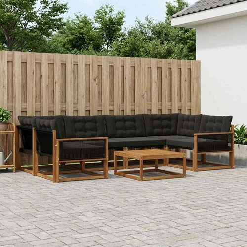  Set vanjskih sofa 7 kom. Prirodna i crna Slike