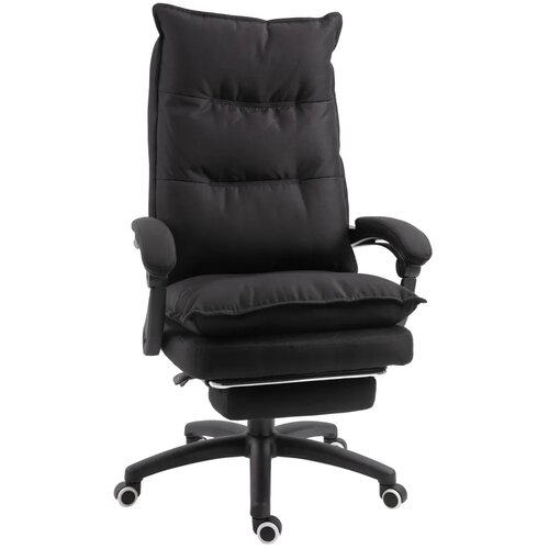  Uredska stolica s funkcijom masaže ergonomska stolica s funkcijom naginjanja i okretanja s osloncem za noge crna Slike