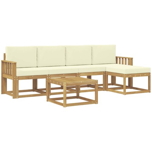 vidaXL Zunanja garnitura za sedenje z blazino 6 pcs Bela in krem, (5000281736) Cene