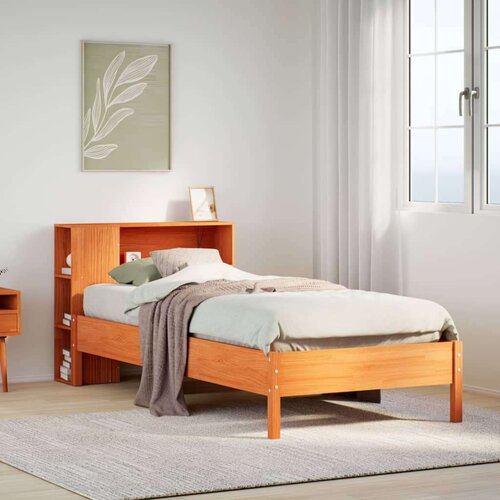 VidaXL Krevet s regalom za knjige bez madraca 90 x 190 cm od borovine Slike