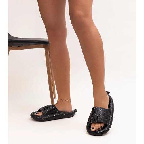 D/CEO Black slippers with fur insulated Valle Cene