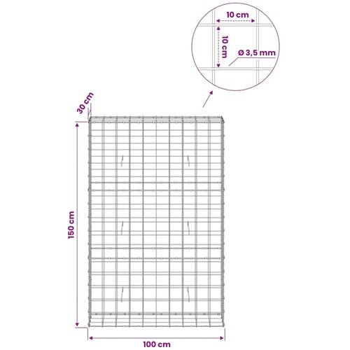  Gabion s žicom debljine 3 5 mm i mrežom 10x10 cm 100x30x150 cm - 30 cm 150 cm 100 cm Slike